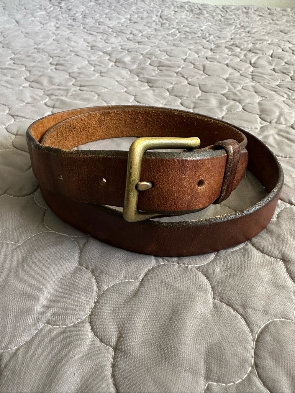 Vintage Classic Eddie Bauer Brown Leather Belt with Brass Buckle
